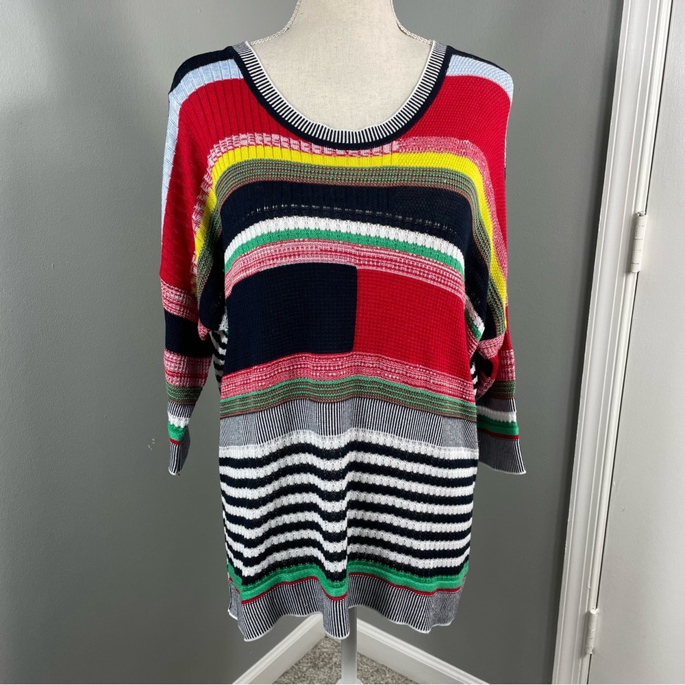 Angel Striped Colorblocked‎ Lightweight Knit Sweater Size S
